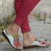 Women Chic Three-Color Stitching Sandals,Summer Ladies Wedge Sandals Low Heel Slipper Footwear Peep-Toe Shoes White
