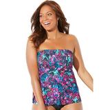 Swimsuits For All Women's Plus Size Smocked Bandeau Tankini Top