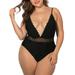 Sexy Dance Juniors Plus Size Swimsuit One Piece Women Ladies Swimwear Monokinis Cover Up Beachwear Swimming Costumes Holiday Bikini Bathing Suit Push Up Padded Bra Backless Tummy Control Wire Free