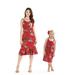 Matching Hawaiian Luau Mother Daughter Mermaid Dresses in Christmas Santa in Hawaii Red