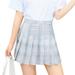 Multitrust Women High Waist Plaid Pleated Skirt Girl School Uniform A-line Skater Tennis Mini Skirt Lining Shorts