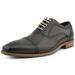 Asher Green Men's Genuine Leather Cap Toe Oxford with Decorative Broguing Lace Up Dress Shoe, Style AG114 Available in Grey, Tan, and Turqouise
