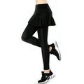 Avamo Women Ladies Solid Color Culottes Leggings High Waist 2 in 1 Skirt and Pant for Yoga Sport Golf Tennis Skating Dance