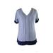 DKNY Womens Blue Short-Sleeve V-Neck Striped Pajama Top S