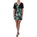 Connected Apparel Womens V-Neck Floral Print Cocktail Dress Black 4P