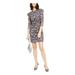 MICHAEL KORS Womens Gray Floral Long Sleeve Jewel Neck Above The Knee Shift Dress Size XS