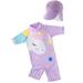 Styles I Love Little Girls Sweet Unicorn One-Piece Rash Guard Swimsuit with Sun Hat 2pcs Purple Bathing Suit Beach Swimwear