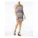 KENSIE Womens Beige Striped Sleeveless Halter Above The Knee Shift Dress Size M