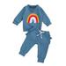 2Pcs/Set Baby Girls Boys Long Sleeve Rainbow Top Sweatshirt Long Pants Tracksuit Unisex Fall Winter Outfits