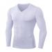 Hazel Tech Men's Plus Velvet V-neck Fitness Long-sleeved PRO Tight Training Suit High-elastic Running Sports Shirt