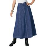 Plus Size Women's Invisible Stretch® Contour A-line Maxi Skirt by Denim 24/7 in Medium Wash (Size 20 W)