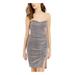 TEEZE ME Womens Silver Glitter Sleeveless Strapless Mini Sheath Cocktail Dress Size 3\4