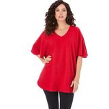 Plus Size Women's Sherpa Batwing Tee by Roaman's in Classic Red (Size L)