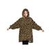 Kid Velvet Leisure Wear, Fall Smock, Loose Home Sleeping Shower Camouflage Cow Skin Leopard Printed Kangaroo Pocket Dress