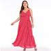 Women Maxi Dress Dot Print High Split Spaghetti Strap Deep V Neck Sundress Beach Long Dress Red