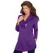 Plus Size Women's Thermal Shawl-Collar Tunic by Roaman's in Purple Orchid (Size 14/16) Made in USA Long Sleeve Shirt