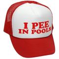 I PEE IN POOLS funny dare gag gift joke - Mesh Trucker Hat Cap, Red