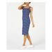 ULTRA FLIRT Womens Navy Striped Sleeveless Square Neck Midi Body Con Dress Size XXS