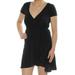 PLANET GOLD Womens Black Short Sleeve V Neck Mini Fit + Flare Cocktail Dress Juniors Size: S