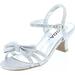 Soda Girls Girly-II Metallic Glitter Open Toe Bow Slingback Small Block Heel Sandals