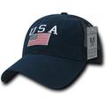 RapDom USA Flag Polo Mens Mesh Back Cap [Navy Blue - Adjustable]
