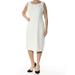 KASPER Womens Ivory Sleeveless Jewel Neck Below The Knee Sheath Wear To Work Dress Size: 14