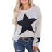 Womens Pullover Sweaters Star Graphic Cable Knit Oversize Winter Jumper Outwears