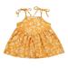 Summer Kid Girls Dress Flowers Printed Strapless Sleeveless Belt A-Line Sundress