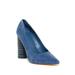 Pour La Victoire Cece Ocean Blue Suede Chunky High Heel Pointed Toe Dress Pump (9.5)