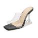 UKAP Womens Slipper Slingback Thin Heel Heel Slip On Transparent tape Shoes