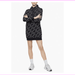 Calvin Klein Allover Logo Print Hoodie Dress,Black,M