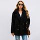 Women Faux Fur Jacket Fuzzy Teddy Bear Notch Lapels Touble Breasted Buttons Pockets Oversized Casual Coat