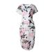 Womens Floral Print Short Sleeve Summer Party Casual Lace Up Office OL Dress