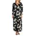 24/7 Women's Plus Size Comfort Apparel Black Floral Long Sleeve Plus Size Maxi Dress