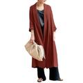 ZANZEA Ladies Lapel Cotton Linen Jacket Outwear Spring Autumn Long Cardigan Coats