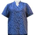 A Personal Touch Women's Plus Size Short Sleeve Button Up Mandarin Collar Blouse - Blue Le Cirque - 2X