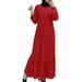 ZANZEA Women Autumn Full Sleeve Dots Printed Arab Muslim Dress Abaya Swing Maxi Dresses