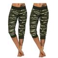 (2 Packs) Juniors' Plus Size Camo Sports Yoga Crop Jeggings High Waist Tummy Control Oversized Camouflage Pants