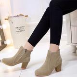 Fashion Slip-On boots female with thick heel women's boots and ankle boots single boots women's shoes red 36