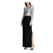 RALPH LAUREN Womens Black Sequined Long Sleeve Asymmetrical Neckline Maxi Sheath Evening Dress Size 12