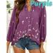 Women's Large Size Loose Blouse Ladies Blouse Tops Casual V-neck Nine-point Sleeve Shirts