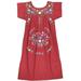 Women's Cinco De Mayo Relaxed Floral Mexican Puebla Style Cotton Embroidered Dress