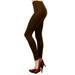 Women Seamless Basic Full Length Legging Stretch ankle Tights Pants - Brown