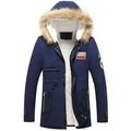 Men's Winter Jacket Hooded Faux Fur Collar Thick Parka Coat Velvet Lining Warm Coat