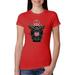 Freedom Rock Guitar Peace Eagle Womens Americana / American Pride Slim Fit Junior Tee, Red, Medium