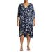 Terra & Sky Women's Plus Size Floral Printed Wrap Dress with Ruffle Detail