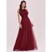 Ever-Pretty Womens Young A Line Pleated High Low Bridesmaid Dress 00297 Burgundy US8