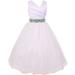 Little Girls White Rhinestone Belt Communion Flowers Girls Dresses Jade 4 (MB27K6)