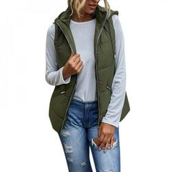 Hazel Tech-Vest Coat Women's Vest Jacket Zipper Pocket Vest Coat Hooded SleevelessVest Coat Outerwear Vests Casual Hooded Coat