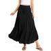 Ambiance Apparel Women's Juniors Shirred Maxi Skirt (M, Black)